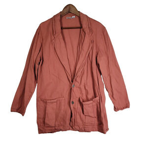 VTG Chicos Womens Blazer Jacket Sz 1 Pink Pink Pockets Business Summer Spring